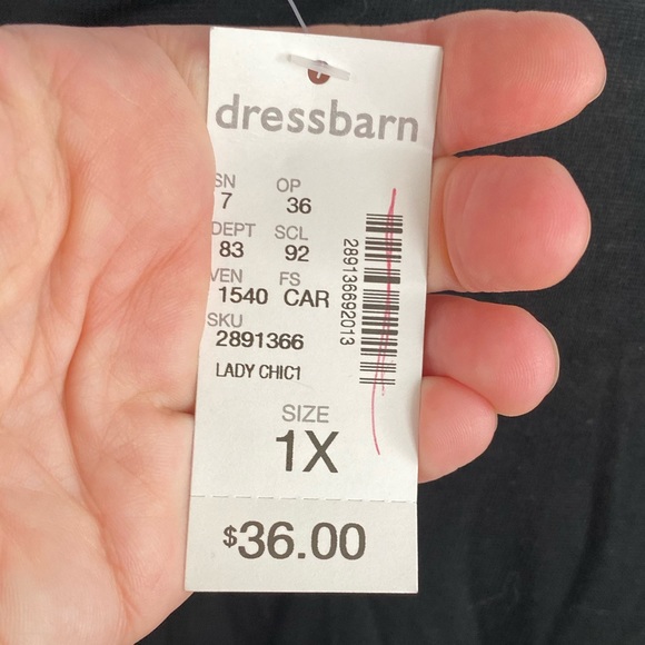 Dress Barn Lightweight Draped Collar Black Blouse 1X - Picture 3 of 3